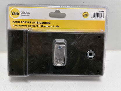 Yale Serrure en applique horizontale à fouillot Gauche - YAH36G - Kaki, 2 Clés fournies, Axe à 55 mm, Carré de 6 mm, Version Gauche - pour Porte intérieure de communication