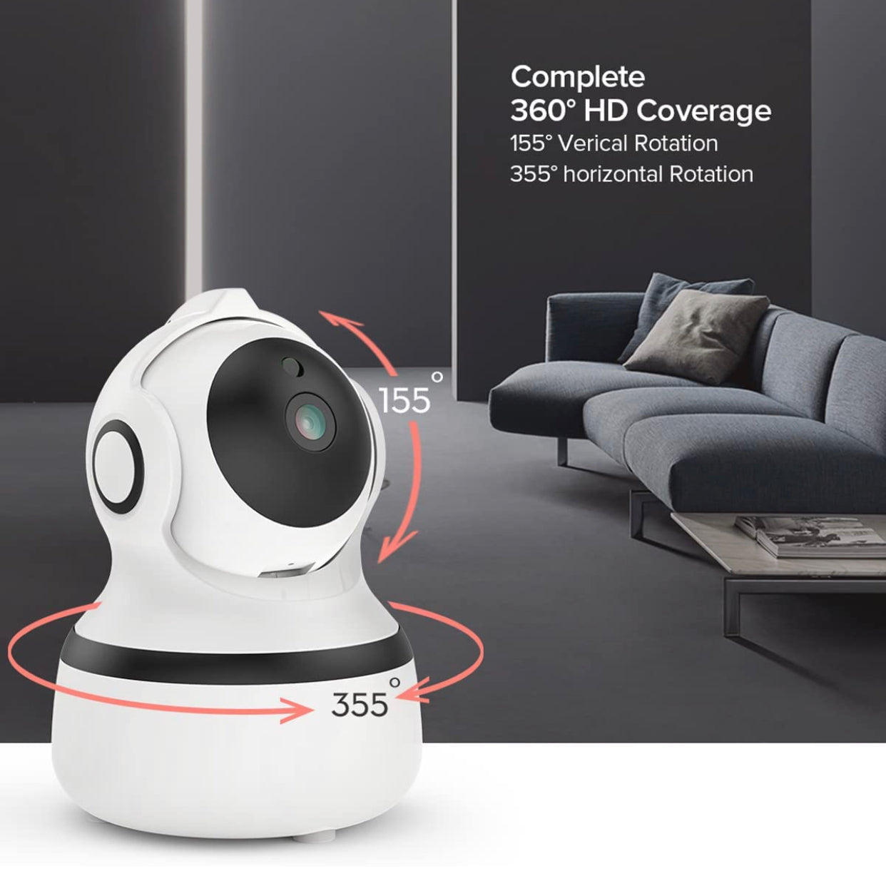 Caméra Surveillance IP WiFi 1080P FHD sans Fil 2,4 G Vision panoramique de sécurité avec détection M