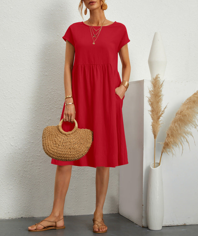 Robe "Everyday-Pocket" – Coupe A-Line, Col Rond & Confort Absolu