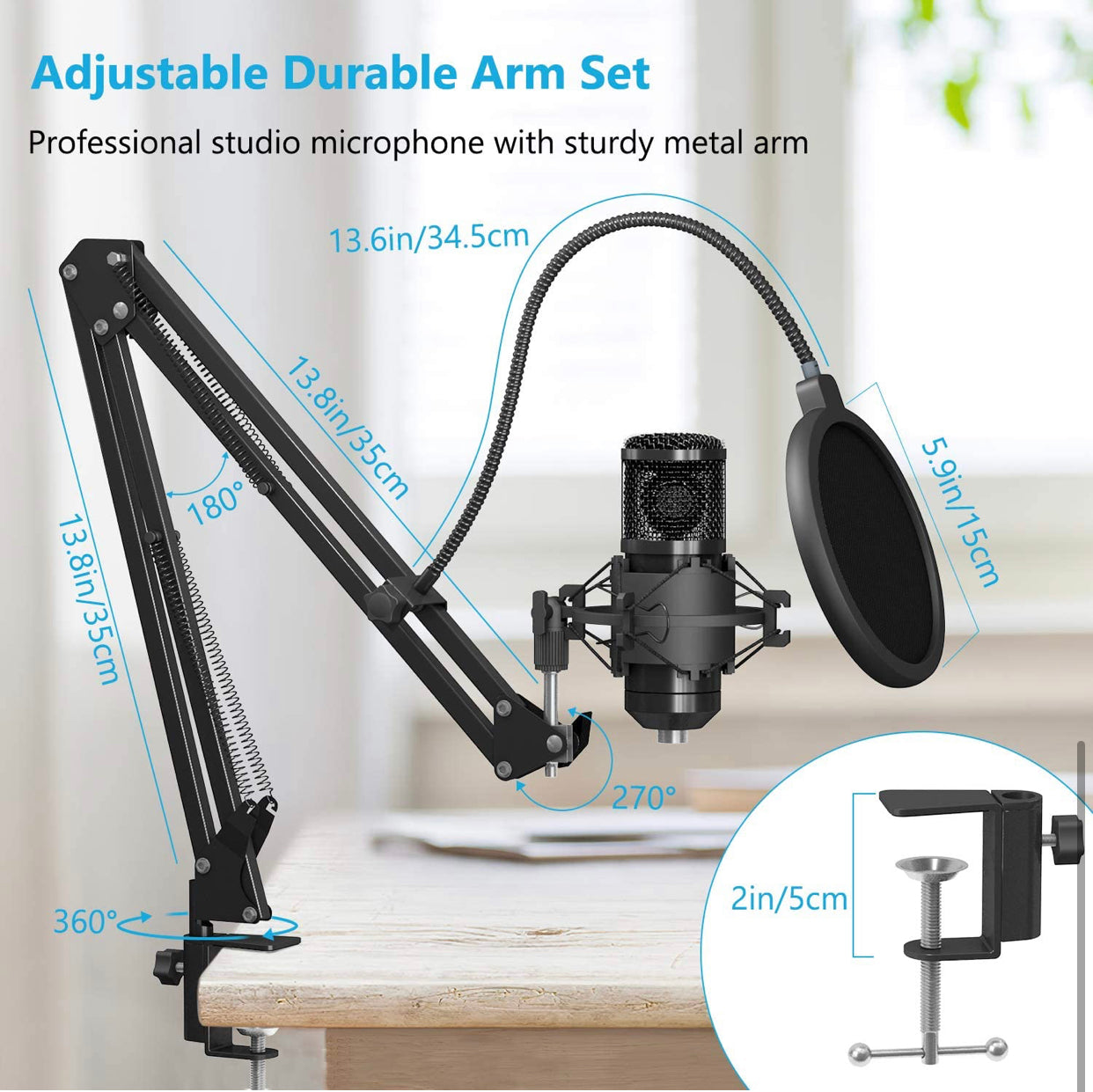 Microphone Kit Professionnel USB - Condensateur avec Filtre Anti-Pop PC neuf