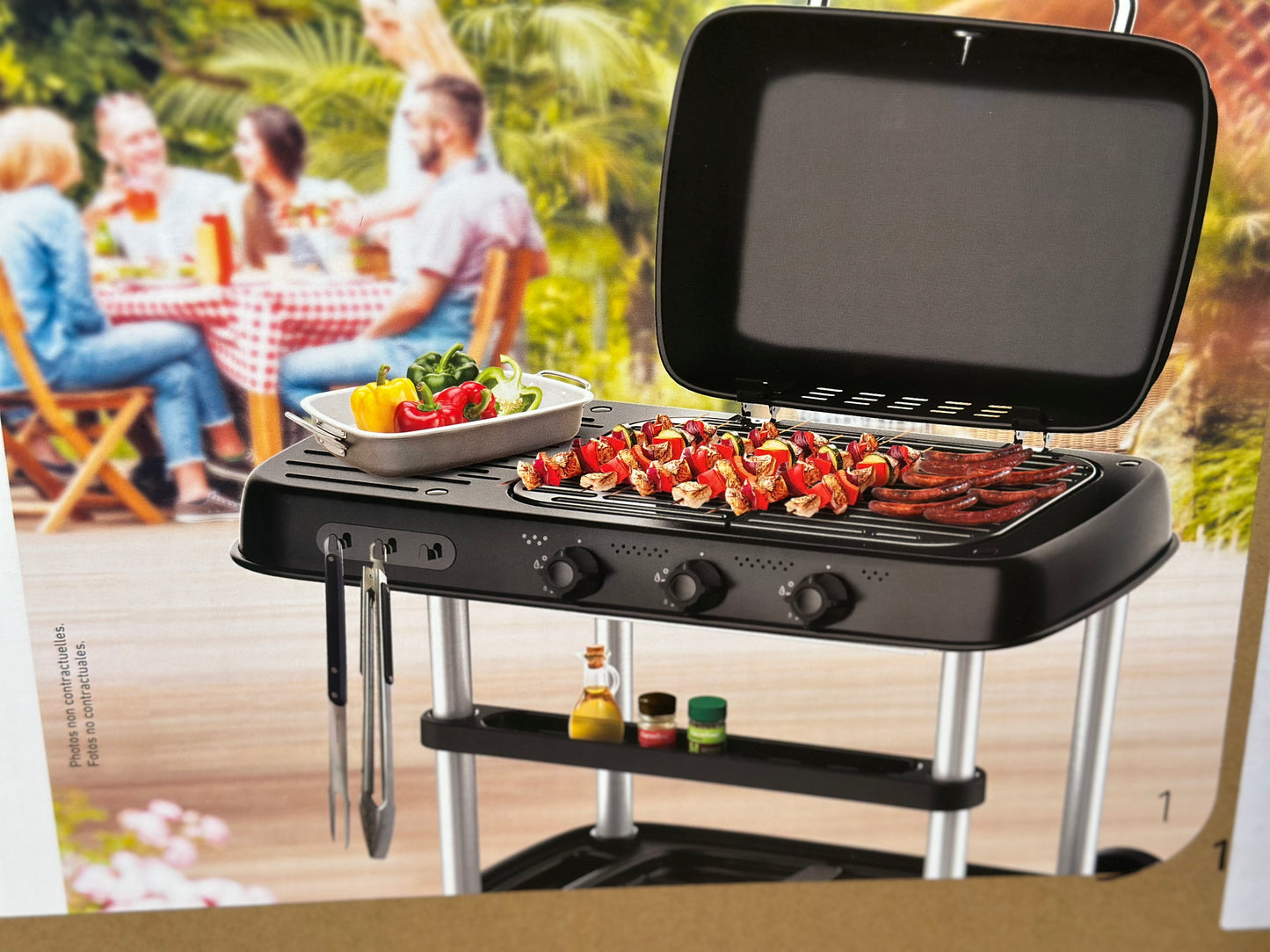 Barbecue XL à Gaz sur Chariot 3 feux avec Thermomètre Intégré HYBA neuf