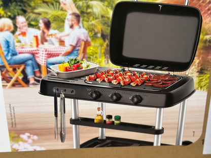 Barbecue XL à Gaz sur Chariot 3 feux avec Thermomètre Intégré HYBA neuf