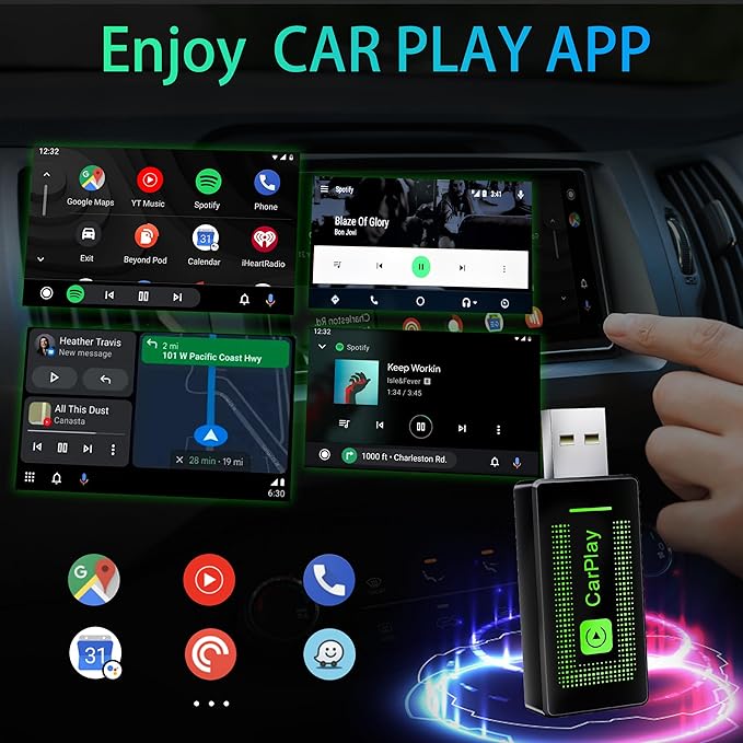 Adaptateur Carplay sans Fil pour iPhone, Mise à Niveau 2024, clé USB CarPlay, Facile à Brancher et à Jouer, Compatible avec Les Voitures à partir de 2016 et iPhone iOS 10+