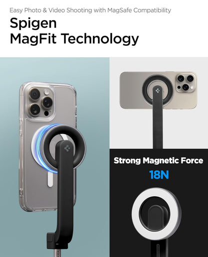 Spigen Perche à Selfie Wondersnap MagFit Trépied Smartphone Bâton Selfie Portable Télescopique pour iPhone, Galaxy, Pixel, Xiaomi, Huawei, GoPro - Noir