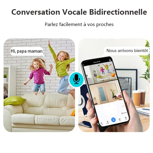 Caméra Surveillance WiFi Sans Fil Interieur 2MP+2MP Double Objectif Babyphone
