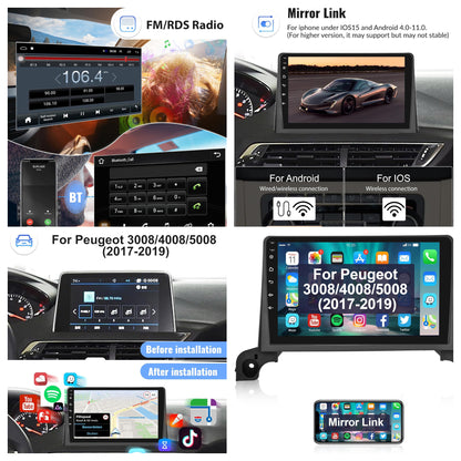 Autoradio Android pour Peugeot 5008/4008/3008 2017-2020, CarPlay/androide auto GPS Navigation