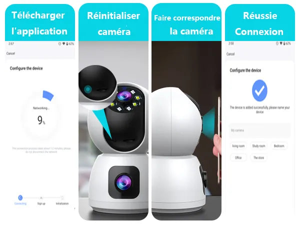 Caméra Surveillance WiFi Sans Fil Interieur 2MP+2MP Double Objectif Babyphone