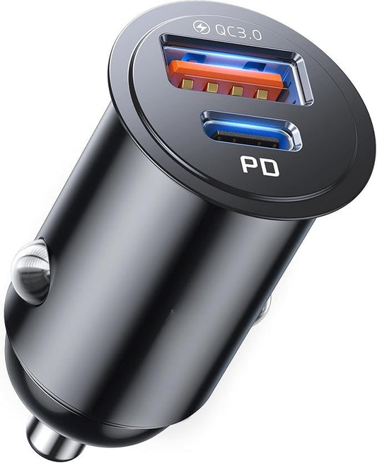 Allume Cigare USB C, 2 Ports 60W Charge Rapide Chargeur Voiture with USB C USB A, Prise Allume Cigare 12V pour iPhone 15 14 13 12 11 Pro Max Mini Plus Samsung S23 Huawei iPad AirPods Switch etc