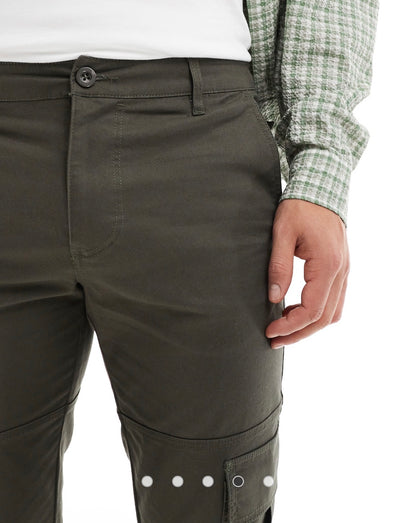 Pantalon cargo ajusté - Kaki foncé