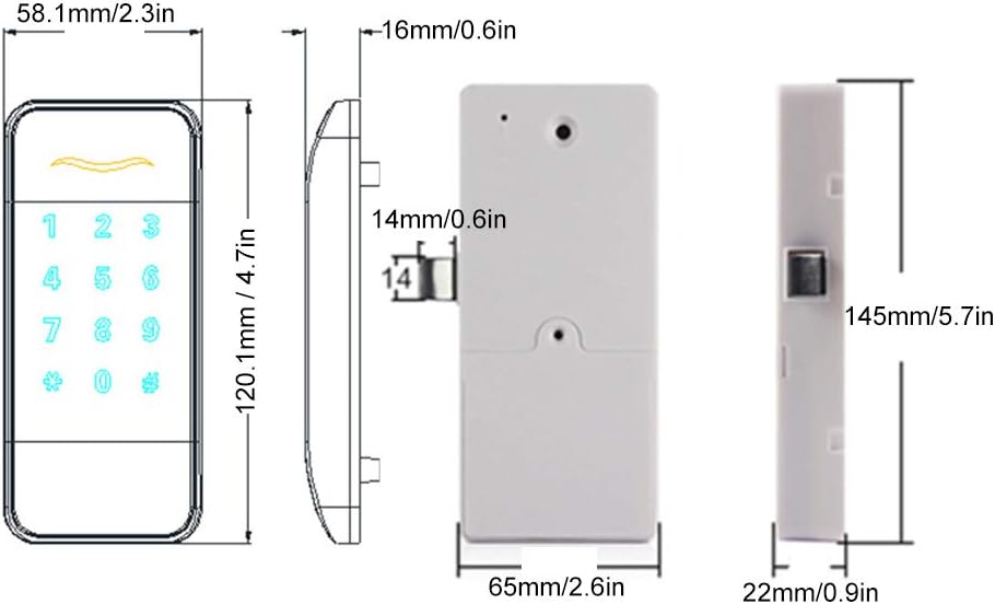 Serrure d'armoire électronique, écran tactile numérique sans clé RFID Serrure de mot de passe électronique, serrure intelligente électronique cachée pour classeur dans l'armoire