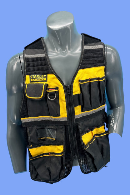 Stanley Fmst1 Veste Porte-Outils Gamme Fatmax - Nombreuses Poches - Bretelles Ajustables - Bandes Réfléchissantes -Doublure en Maille, XL, Jaune/Noir Multicolore