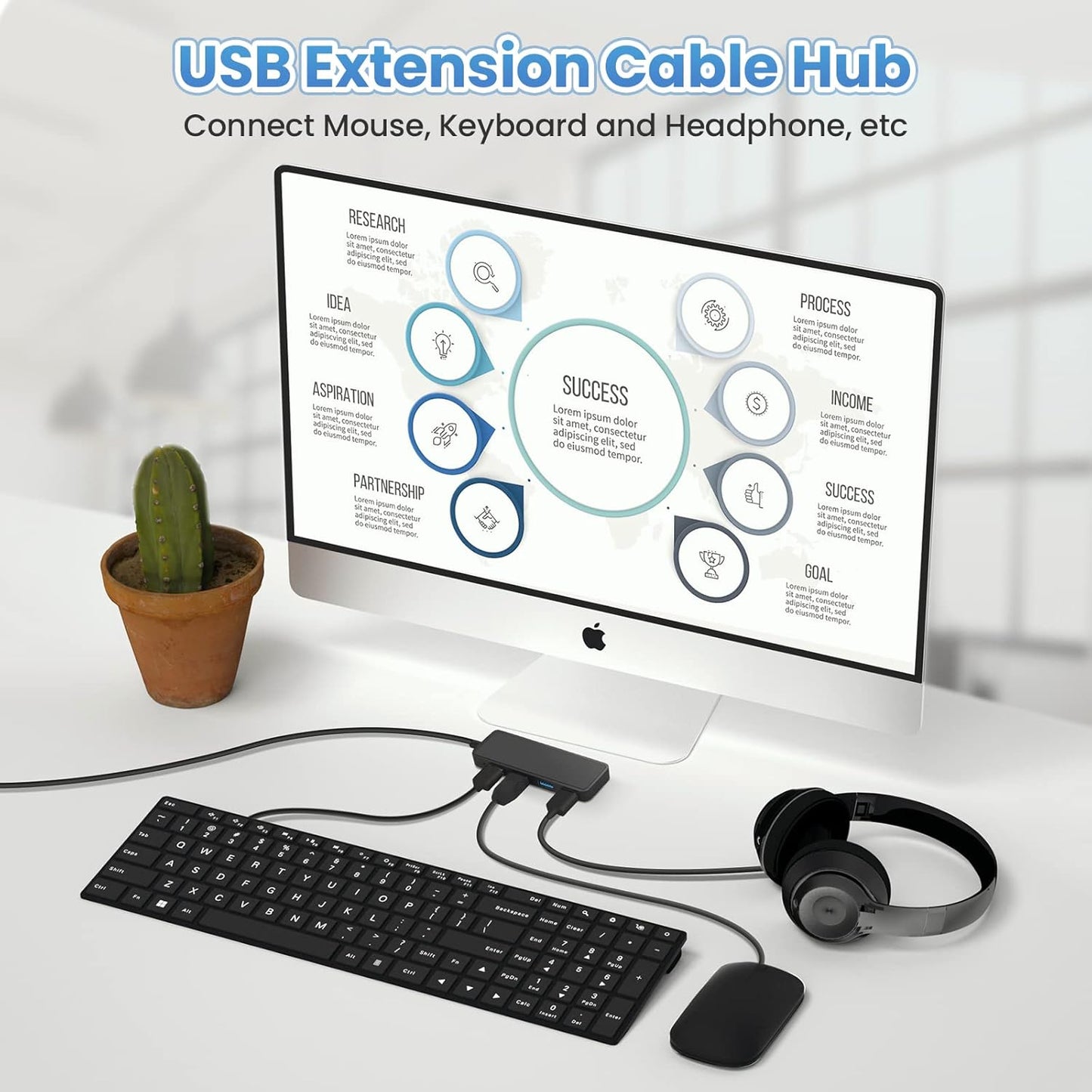 Hub USB 3.0 Multi USB 4 Ports 3.0 5Gbps Adaptateur Portable Multi Data Hub avec Câble de 30mm Compatible pour Macbook/Mac Pro/Mini/iMac/Surface Pro/XPS/Notebook PC, Plug-et-Play