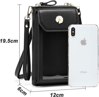 Sac à bandoulière pour téléphone portable pour femmes, sac à bandoulière en cuir pour téléphone portable Sac à bandoulière Petit portefeuille Portefeuille avec fentes pour cartes Réglable Sangle d'épaule amovible pour iPhone 12/ Huawei