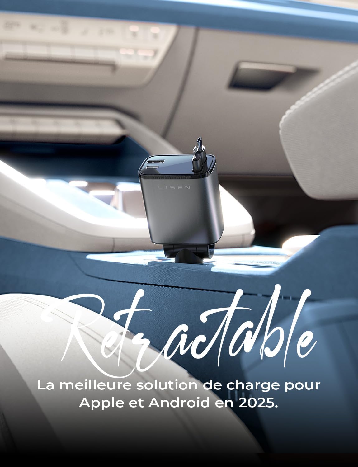Chargeur Voiture USB C 69W 4 en 1 Rétractable[Câble Magique & Rebond Instantané] Chargeur Allume Cigare Voyage Camping Car Accessoires, Cadeau Maman Papa Cadeau Fête Des Meres pour iPhone 16 15