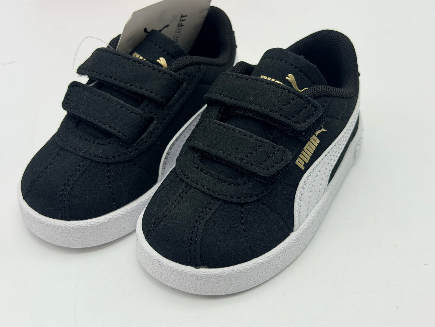 PUMA Mixte bébé Club II V INF Sneaker, Black White Gold, 21 EU