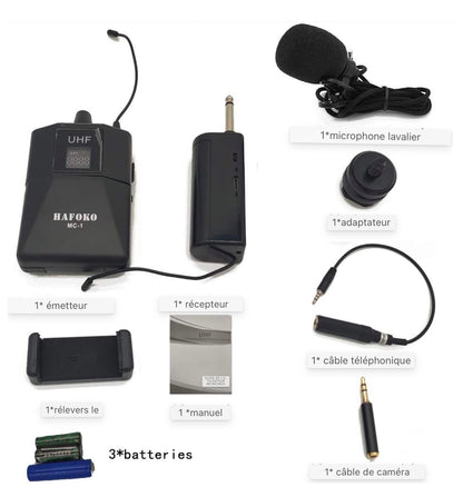 Microphone Lavalier sans fil 48 canaux UHF Caméra sans fil Microphone Lavalier sans fil Compatible pour DSLR Smartphone Caméra pour enregistrement vidéo Programme Hébergement Enseignement et entretien (occasion) excellent état