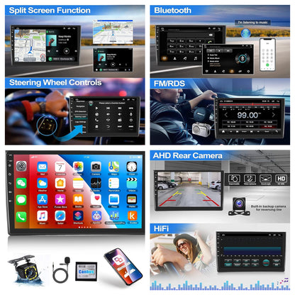 CAMECHO 1+32G Android 13 Autoraido pour Audi A4/S4/RS4 (2002-2007) Seat Exeo (2008-2012), 2Din 9 Pouces Écran avec Bluetooth Mirror Link WiFi FM/RDS Radio EQ Caméra de Recul