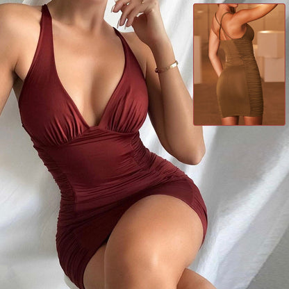 Mini Robe "Vénus" – Dos Nu Drapé & Décolleté Plongeant