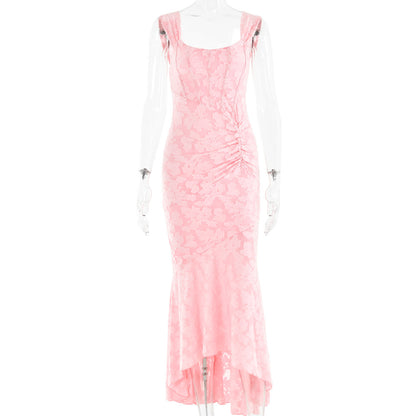 Robe de Soirée "Aurore" – Coupe Sirène en Jacquard Floral & Corset Drapé