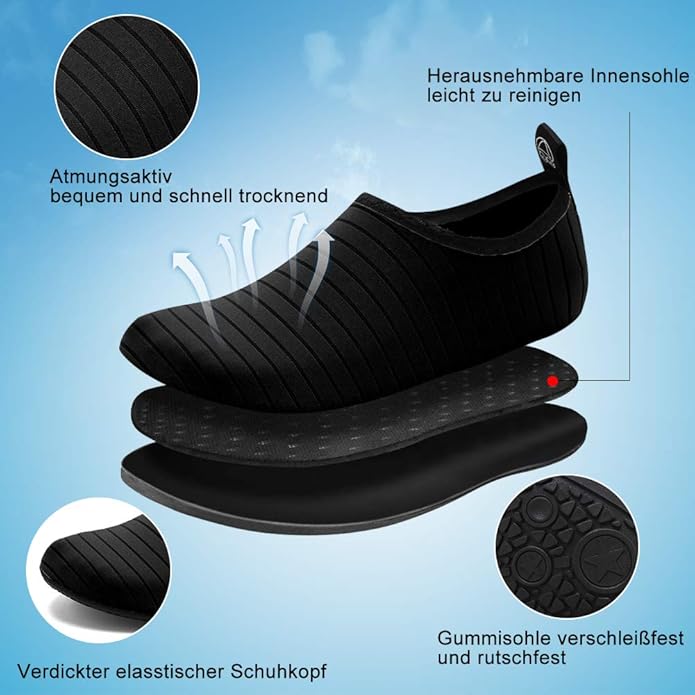 Chaussures de pieds nus Chaussures de bain pour femmes Chaussures de pieds nus antidérapantes à séchage rapide pour hommes