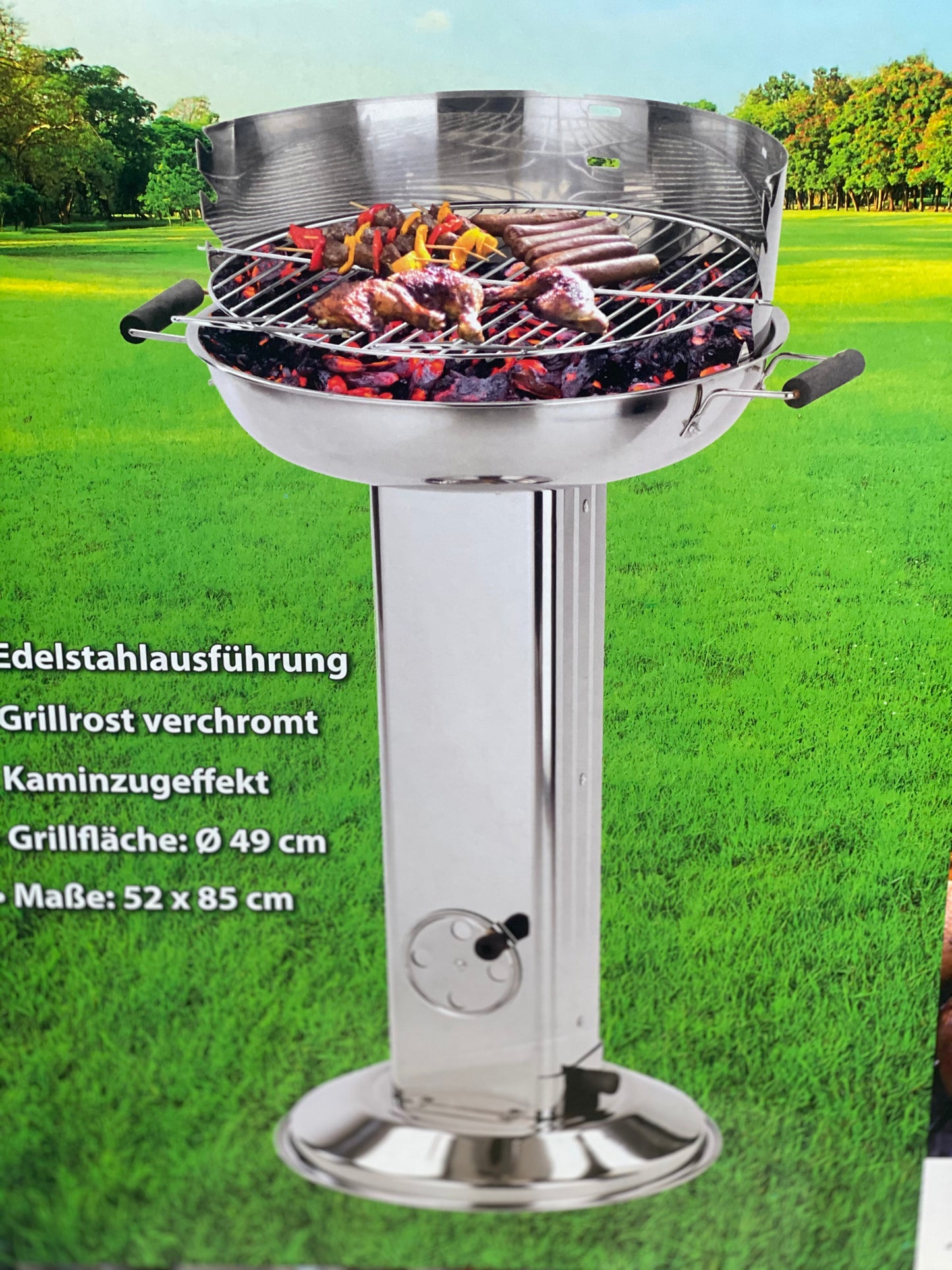 Barbecue sur Pied entièrement en Acier Inoxydable neuf