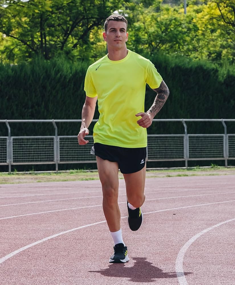 T-Shirt Technique pour Homme, Sport, Manches Courtes, Mesh | Vêtements de Sport d'été Respirants à séchage Rapide | Idéal pour la Salle de Sport, l'entraînement, Les Loisirs et Le Fitness