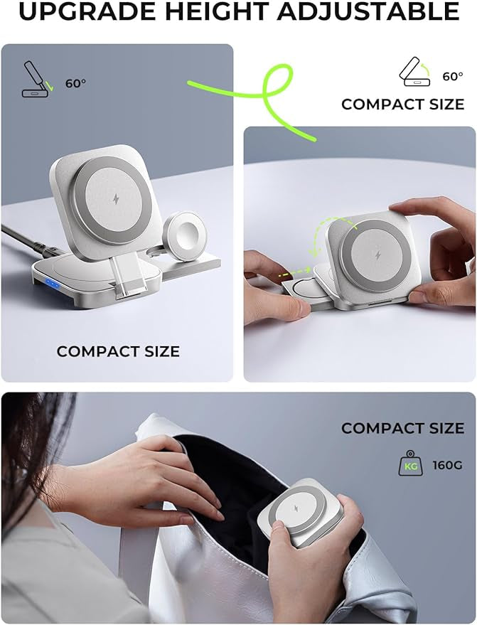Station de Charge Apple Voyage Chargeur Induction Convient pour iPhone Airpods Watch