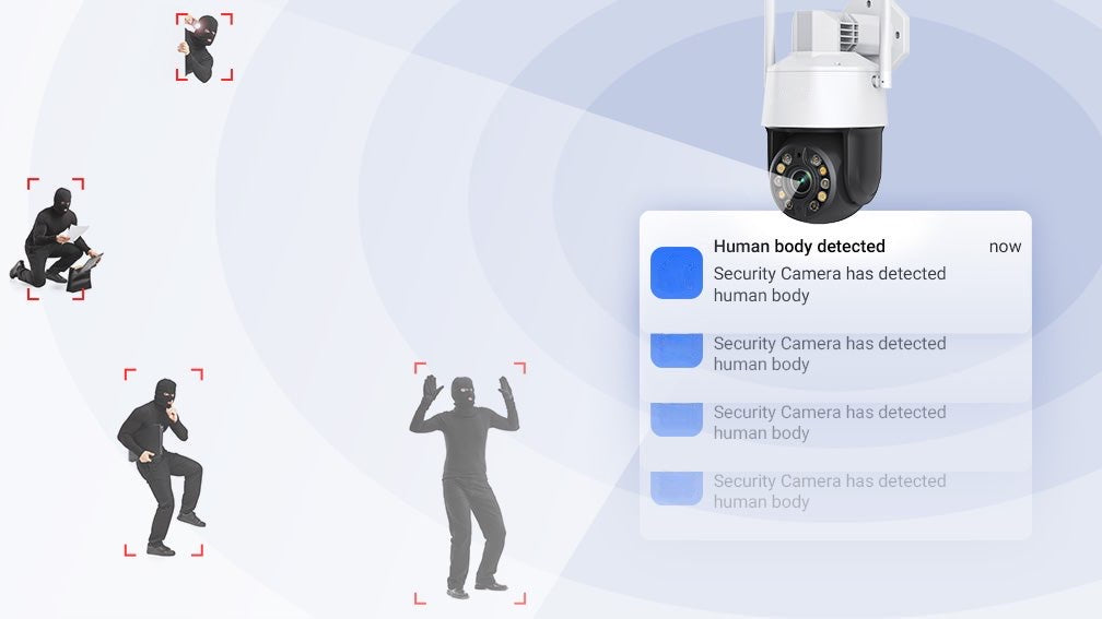 Caméra de Surveillance PTZ WiFi 5MP, zoom optique 20X, détection humaine AI & suivi automatique neuf