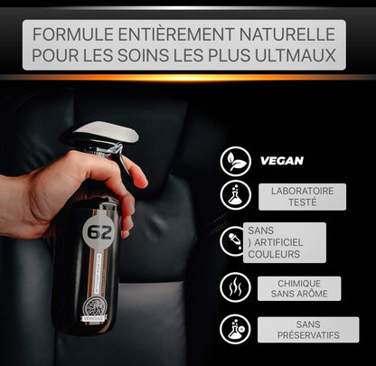 Nettoyant pour voiture pour l'entretien du cuir VEHICULUX pour des sièges en cuir propres - en tant qu'entretien du cuir pour voiture, il assure un nettoyage complet et fiable du cuir, produit d'entretien du cuir pour voiture, nettoyage du cuir pour voitu