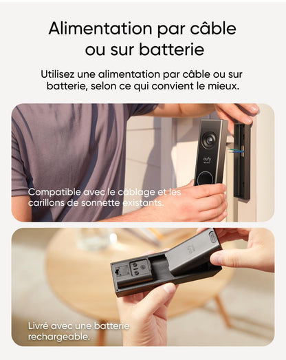 eufy Security Video Doorbell E340, Double caméra avec Protection Livraison, Vision Full HD 2K et Vision Nocturne Couleur, Carillon sans Fil, Stockage Local Extensible jusqu'à 128 Go