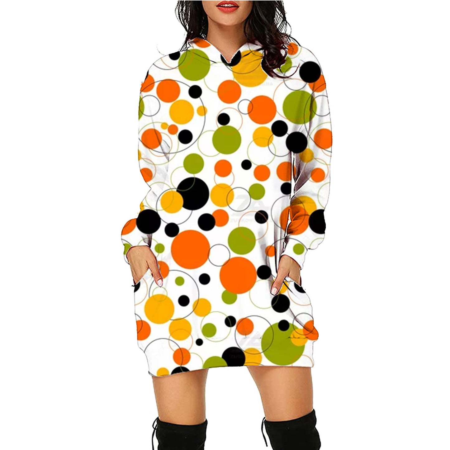 Robe-Sweat "Spooky-Vibe" – Sweat à Capuche Long Imprimé Halloween avec Poches