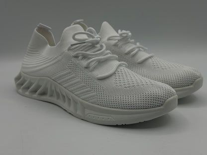 Semelles intérieures en dentelle pour homme - Maille souple - Couleur tendance - Chaussures de sport décontractées respirantes et solides - Pour la course à pied, blanc, 40