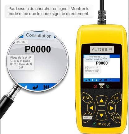 Lecteur de code de voiture AUTOOL OBD2, scanner de système de moteur automobile, outil de diagnostic de code d'erreur pour véhicule universel, CS-520
