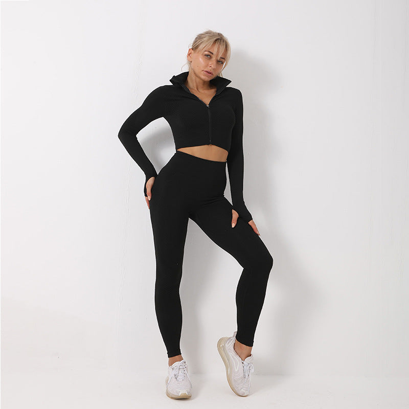 Ensemble Yoga "Triple-Flex" 3 Pièces – Brassière, Crop Top & Leggings Haute Performance