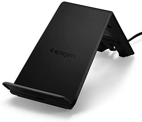 Spigen Chargeur Rapide sans Fil Stand, Certifie Qi 10W, IP Technology, Compatible avec Smartphone Chargement Qi pour iPhone 5W, Galaxy 10W