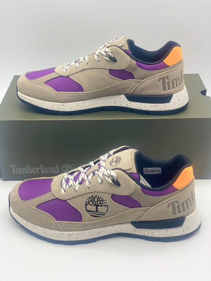 TIMBERLAND Baskets Field Trekker LF Low Hiker Light Taupe Suede With Purple