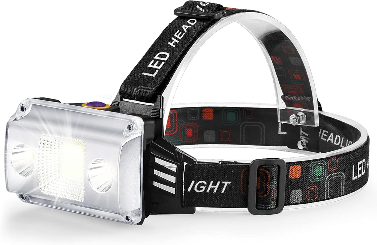 Lampe frontale, lampe frontale super lumineuse 10000 lumens 3 LED 4 modes, lampe frontale USB rechargeable étanche, parfaite pour le travail, l'extérieur, le camping, la randonnée, la pêche (noir)
