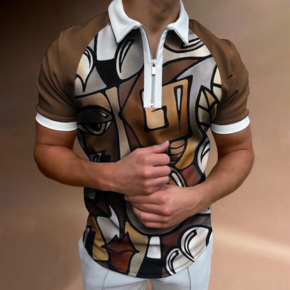 Polo "Club-Stripes" – T-shirt à Revers Imprimé & Maille Respirante