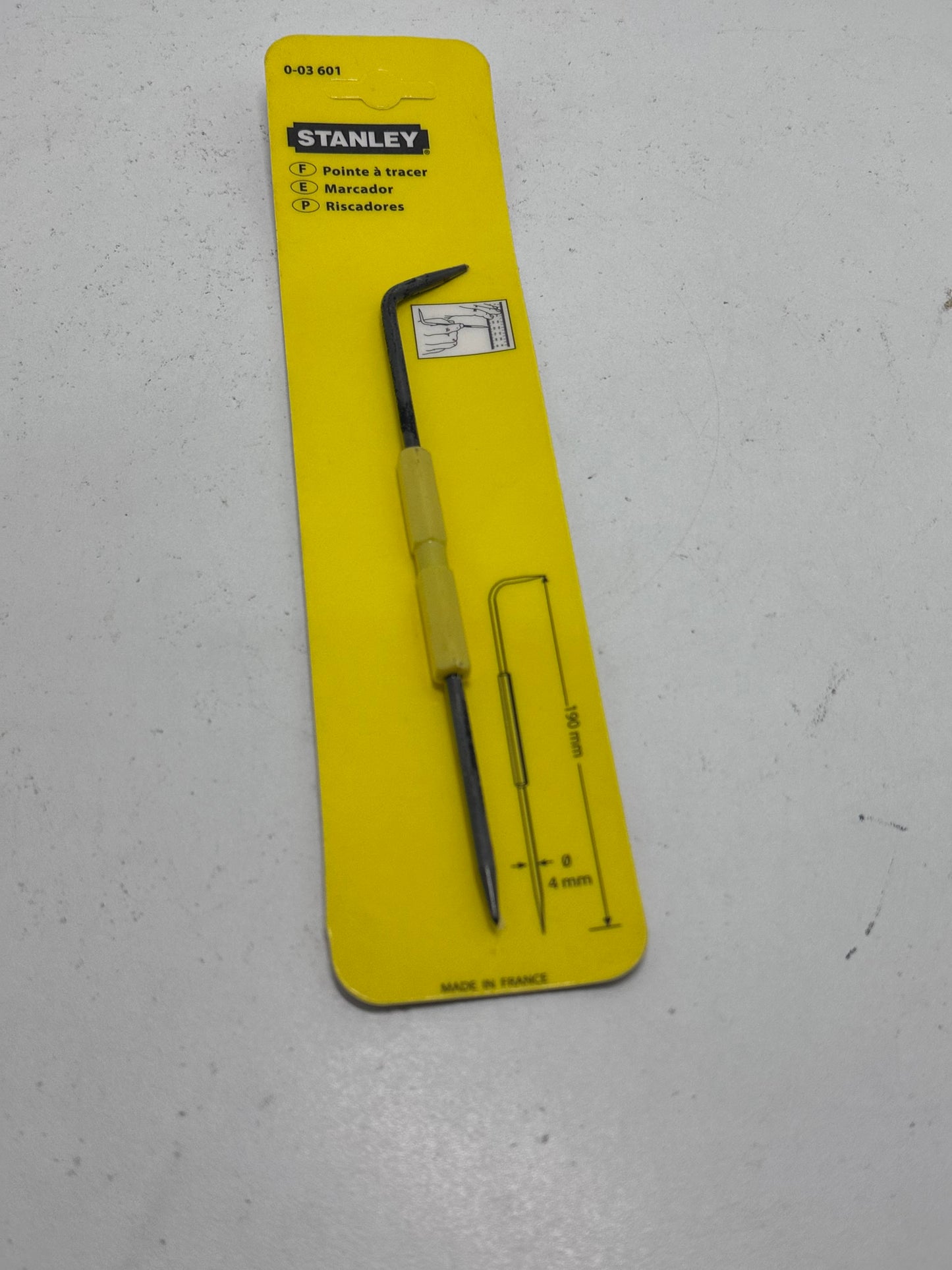 Stanley 0-03-601 Pointe À Tracer Ø 4 Mm Fabriqué En France - Acier Chromé - Finition Naturelle Bille De Verre - Corps Plastique