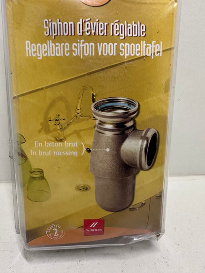 Wirquin SL501C Siphon d'évier classique ⌀40 mm en laiton réglable en hauteur, blanc