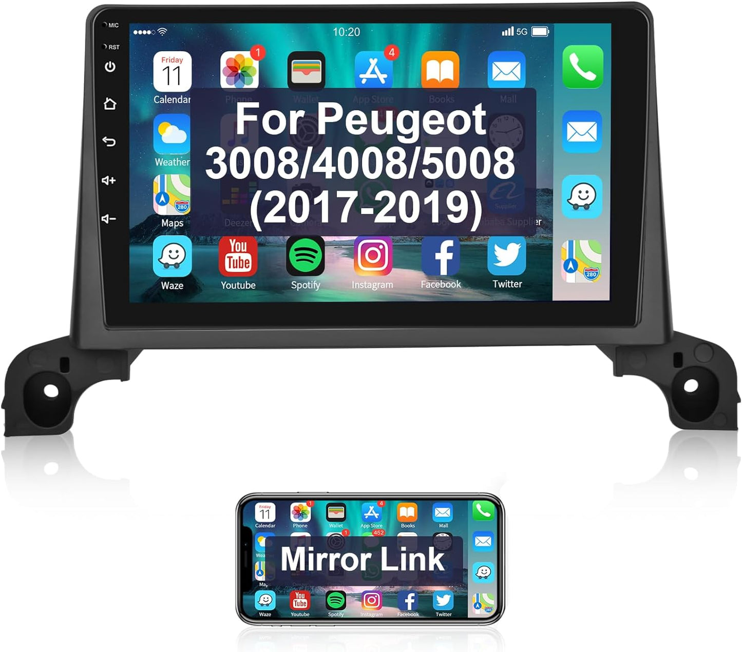 Autoradio Android pour Peugeot 5008/4008/3008 2017-2020, CarPlay/androide auto GPS Navigation