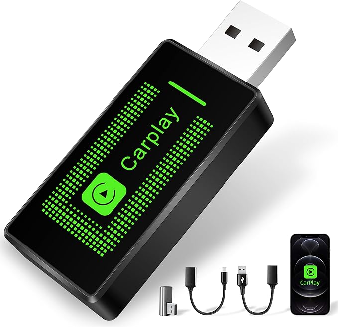 Adaptateur Carplay sans Fil pour iPhone, Mise à Niveau 2024, clé USB CarPlay, Facile à Brancher et à Jouer, Compatible avec Les Voitures à partir de 2016 et iPhone iOS 10+