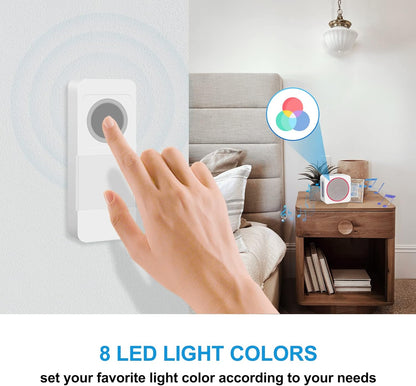 Sonnette sans Fil 300M, IP44 Étanche Carillon de Porte Electronique, 8 Couleurs de LED Flash neuf