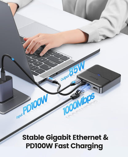 Hub USB C 9 en 1 Station d'accueil avec 1080P VGA & 4K HDMI, PD 100W, Ethernet 1000M, SD/TF, 3 Ports 5Gbps USB A 3.0, Type C Multi Docking Station pour MacBook Air Pro M2 M1 iPad Surface Dell Hp