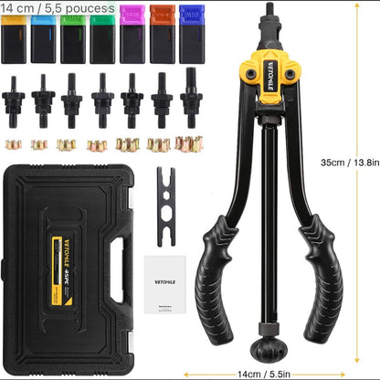 Outil d'écrou de rivet de 14" avec mandrins métriques et en pouces et 35 écrou à rivets VETOMILE