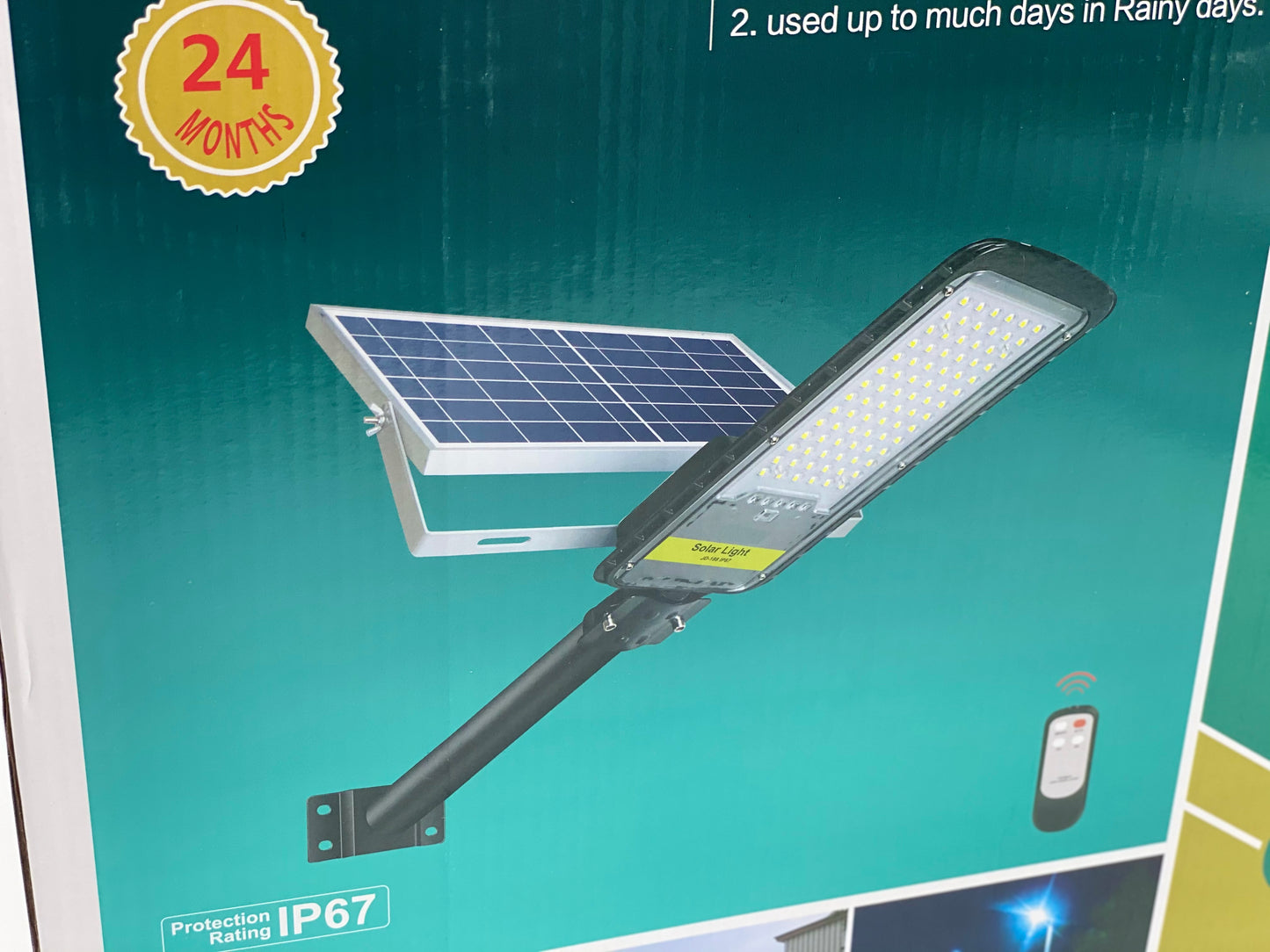 Lampadaire lampe solaire extérieur 80W 6500K 800LM avec télécommande IP67 étanche neuve
