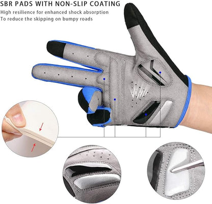 LOHOTEK Gants de Cyclisme de Bicyclette de Moto de Rembourré de Montagne de Bicyclette d'autoroute de Hommes Femmes Écran Tactile Antidérapant (L, Rouge)