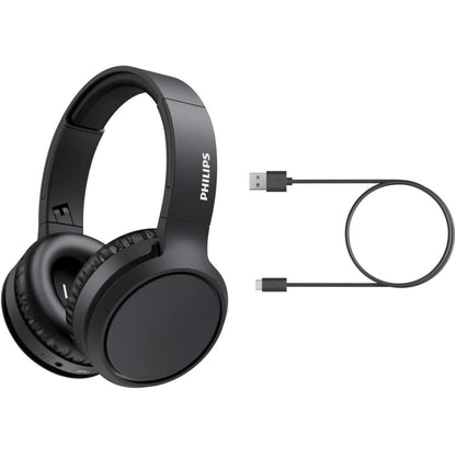 Philips Audio H5205BK/00 Casque Bluetooth sans Fil Supra-Aural avec Microphone et Bouton D'amplification des Basses (29 Heures D'autonomie, Charge Rapide) Circum aural