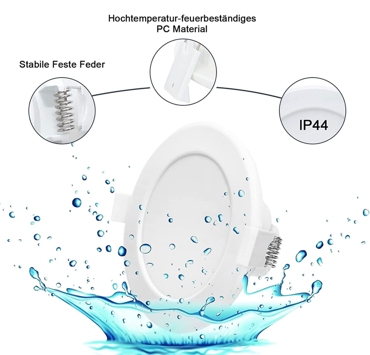 Spots Led Encastrable, Extra plat 6W Equivalent 60W 230V IP44 Spot Encastré Led blanc chaud 3000K