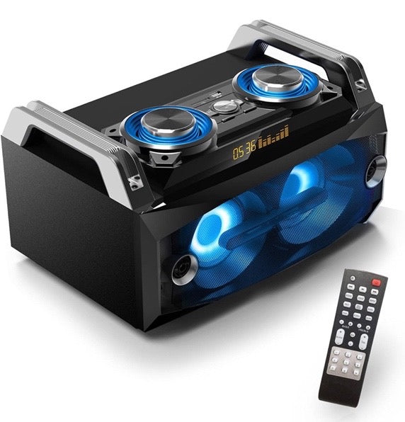 Système de son portable tout-en-1 de 100W avec LEDs sur les haut-parleurs - Bluetooth, USB, SD, FM